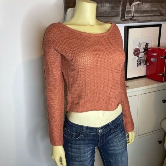 MAK Pink Crop Top Knit Sweater Size S - Picture 4 of 8